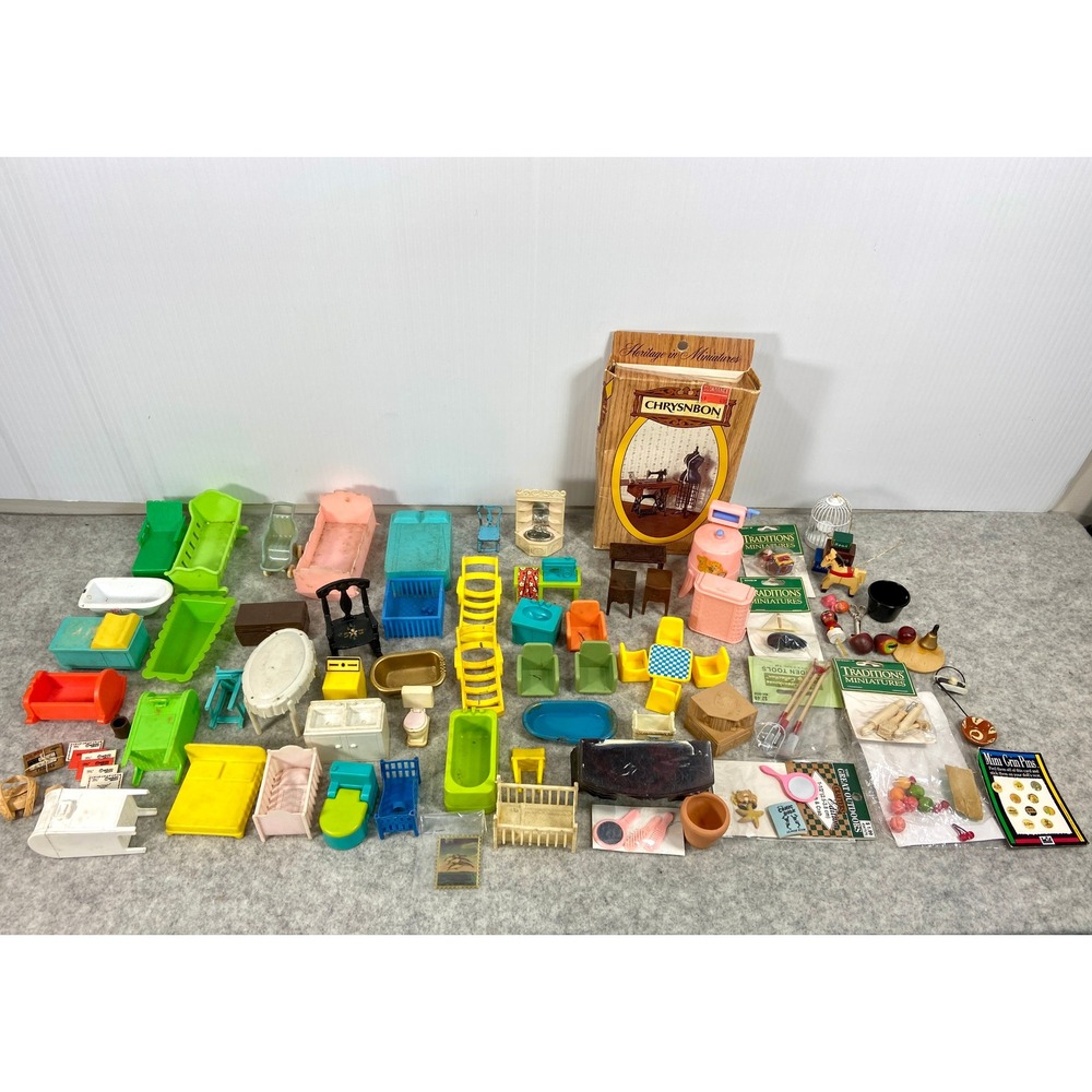 VTG Lot Dollhouse Furniture Accessories Renwal BEST Tootsietoy Mattel Superior